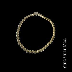 Baublebar | Bead Bracelet With Pavé Heart  | NWT | Gold